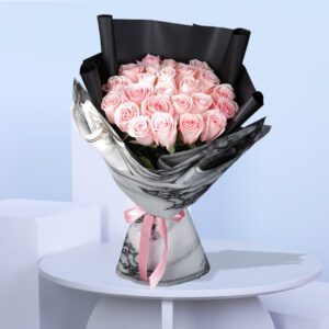 Pink Rose in Marble Wrap
