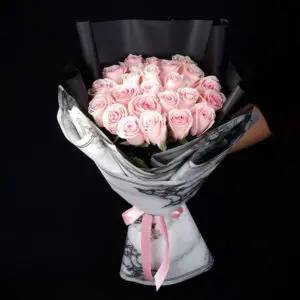 Pink Rose in Marble Wrap