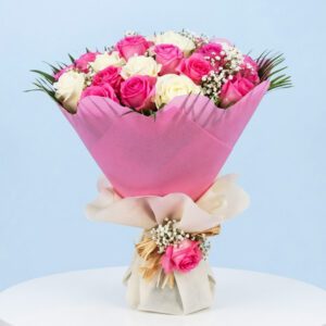 White and Pink Rose Bouquet