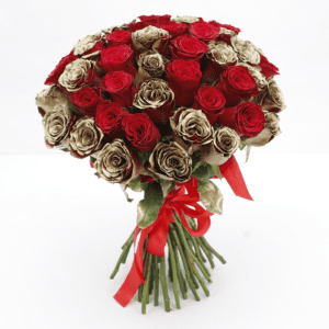 Red and Gold Roses bouquet