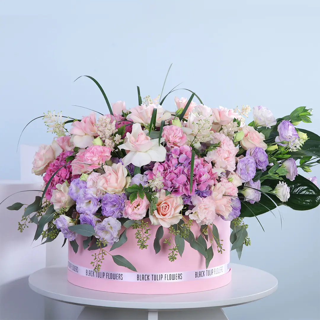 Creamy Dream Floral Display - Black Tulip Flowers