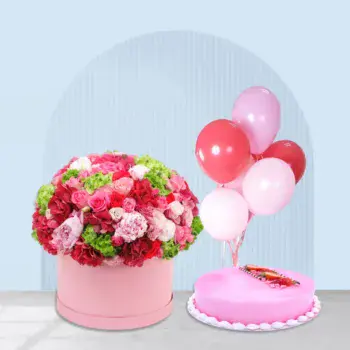 mix flowers and balloons 