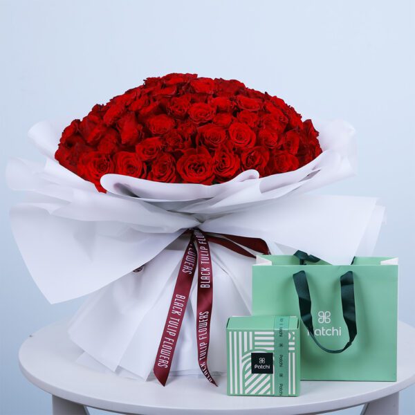 A luxurious bouquet of 101 red roses, perfect for expressing love on special occasions.