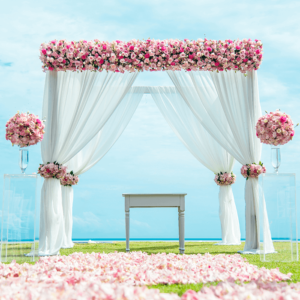 The Floral Arch – Pink Theme is the perfect complement to your outdoor or indoor wedding.