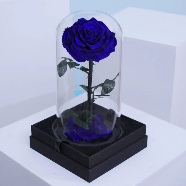 Eternal Blue Preserved Rose in Glass Dome