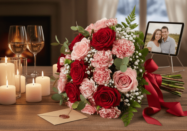 Combine flowers with thoughtful gestures to create meaningful romantic moments