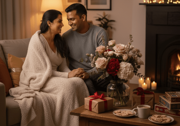 Couple enjoying a night that’s truly theirs at home