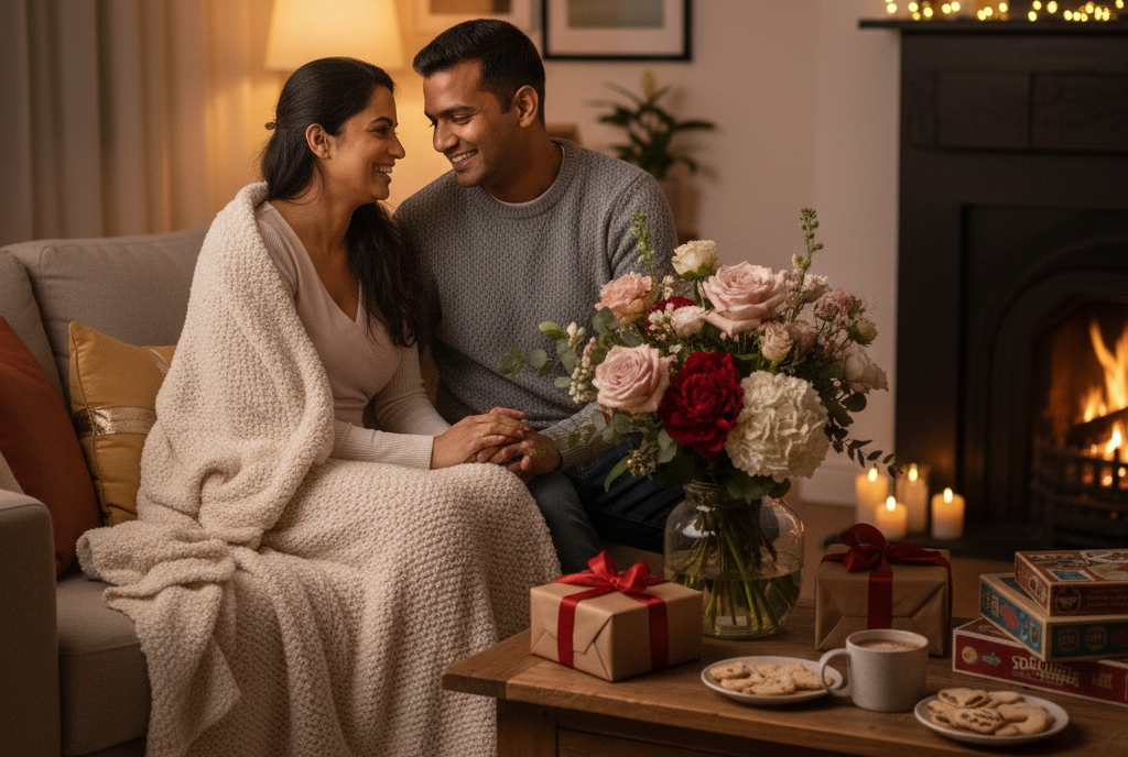 Couple enjoying a night that’s truly theirs at home