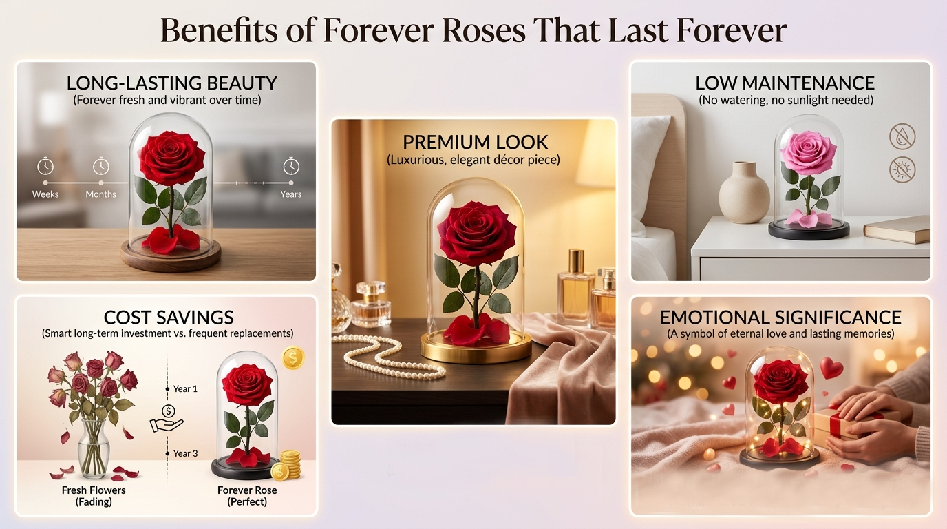 Preserved roses with no maintenance required for lasting elegance