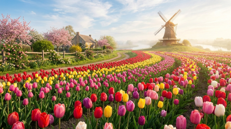 Colorful tulips blooming in spring symbolizing renewal and fresh beginnings.