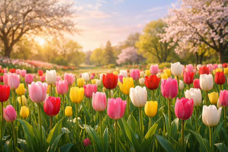 Beautiful tulips blooming in early spring as a symbol of new beginnings.