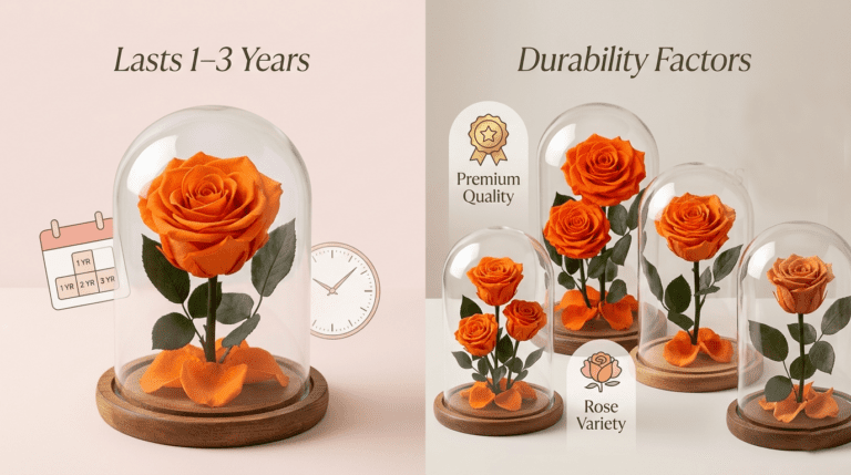Close-up of forever roses maintaining freshness and elegance for a long time